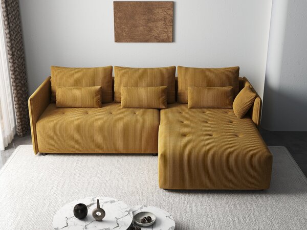 Colțar extensibil dumonde cu ladă de depozitare Malta Zoom Mustar 235x185 cm