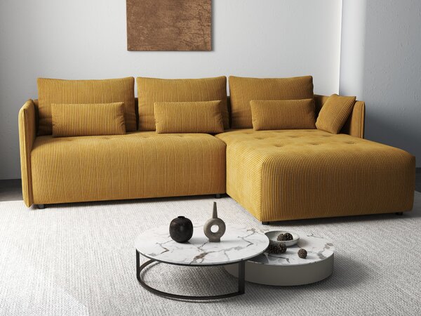 Colțar extensibil dumonde cu ladă de depozitare Malta Zoom Mustar 235x185 cm