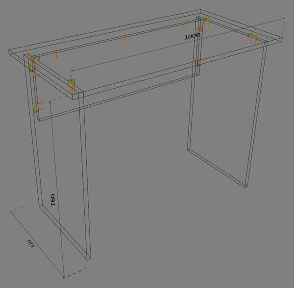 Birou Mobiref, 100 x 51 x 76 cm, PAL Negru 18 mm