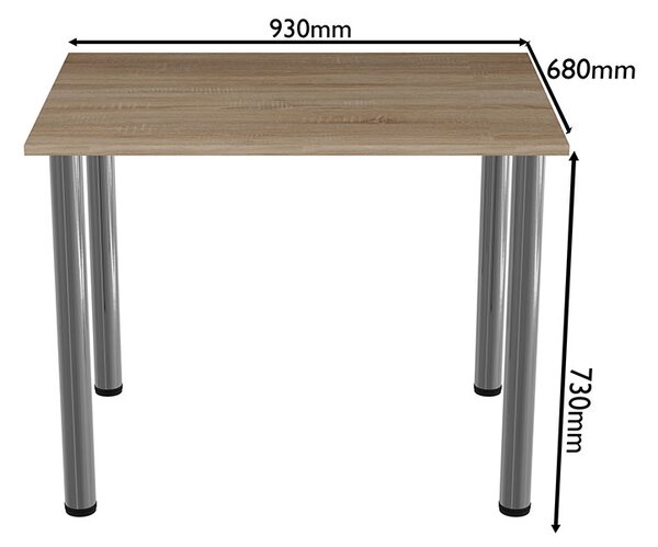 Masa dining / bucatarie, Mobiref, 93 cm x 68 cm x 73 cm, PAL Sonoma 18 mm, picioare crom lucios, reglabile