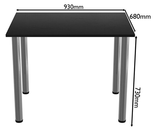 Masa dining / bucatarie, Mobiref, 93 cm x 68 cm x 73 cm, PAL Negru 18 mm, picioare crom lucios, reglabile