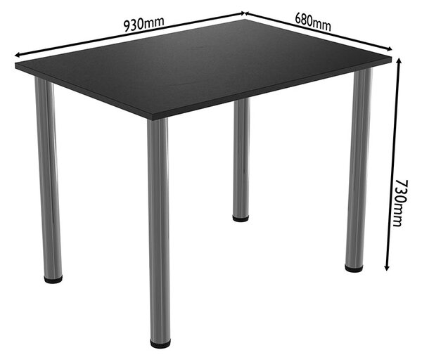 Masa dining / bucatarie, Mobiref, 93 cm x 68 cm x 73 cm, PAL Negru 18 mm, picioare crom lucios, reglabile