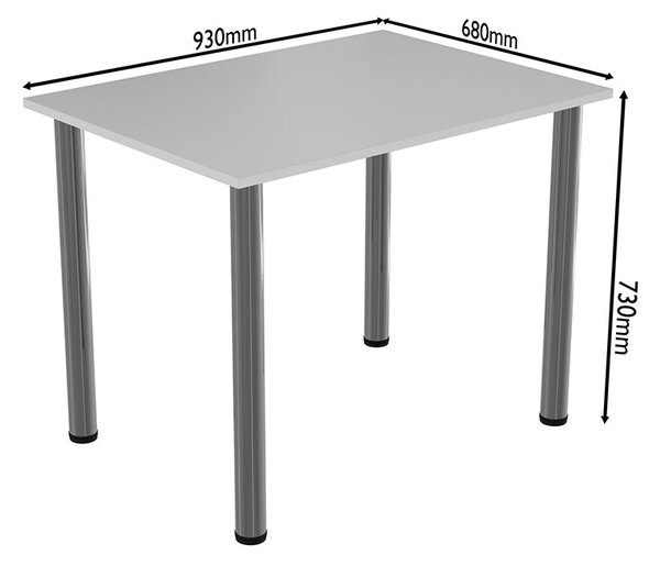 Masa dining / bucatarie, Mobiref, 93 cm x 68 cm x 73 cm, PAL Alb 18 mm, picioare crom lucios, reglabile