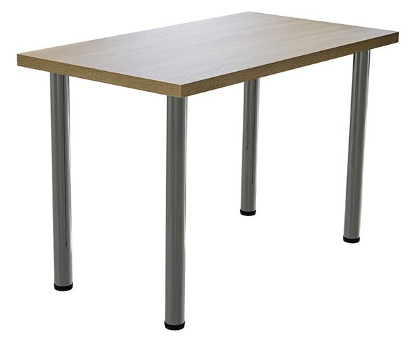 Masa dining / bucatarie, Mobiref, cu blat dublat 36 mm, 115 cm x 63 cm x 75 cm, Sonoma, picioare crom lucios, reglabile
