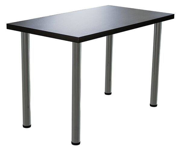 Masa dining / bucatarie, Mobiref, cu blat dublat 36 mm, 115 cm x 63 cm x 75 cm, Picioare crom lucios, reglabile, Negru