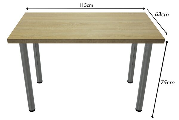 Masa dining / bucatarie, Mobiref, cu blat dublat 36 mm, 115 cm x 63 cm x 75 cm, Sonoma, picioare crom lucios, reglabile