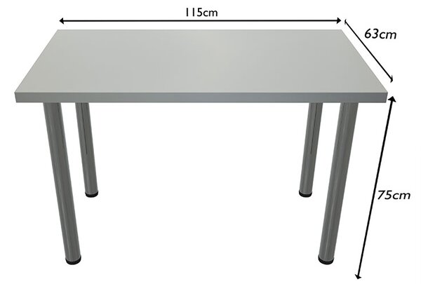 Masa dining / bucatarie, Mobiref, cu blat dublat 36 mm, 115 cm x 63 cm x 75 cm, Picioare crom lucios, reglabile, Alb