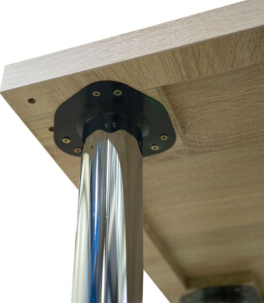 Masa dining / bucatarie, Mobiref, cu blat dublat 36 mm, 115 cm x 63 cm x 75 cm, Sonoma, picioare crom lucios, reglabile