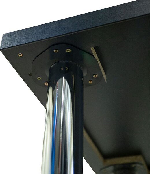 Masa dining / bucatarie, Mobiref, cu blat dublat 36 mm, 115 cm x 63 cm x 75 cm, Picioare crom lucios, reglabile, Negru