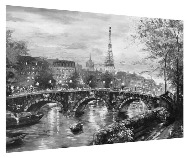Tablou albnegru cu peisaj și turnul Eiffel (90x60 cm)