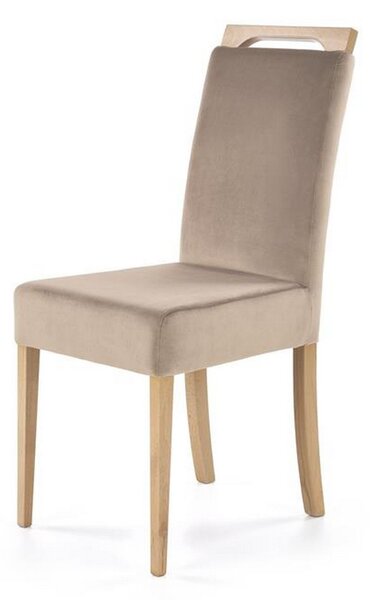 Scaun CLARION, maro/stejar, stofa catifelata/lemn, 42x58x97 cm