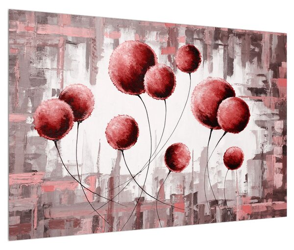 Tablou abstract - balonașe roșii (90x60 cm)