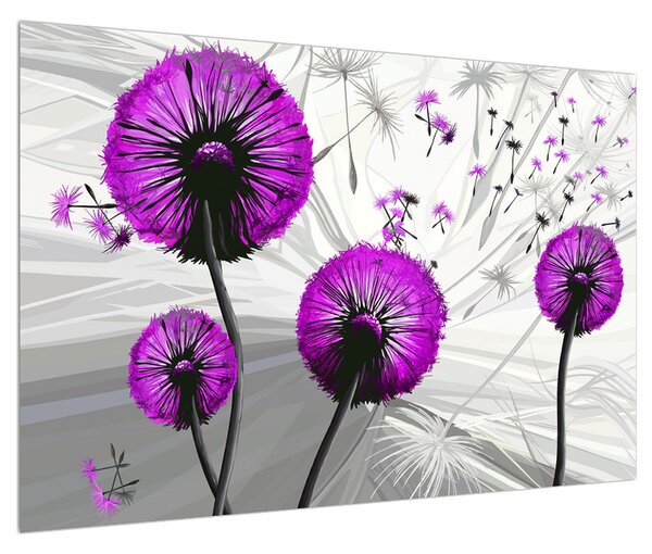 Tablou modern cu păpădii violete (90x60 cm)