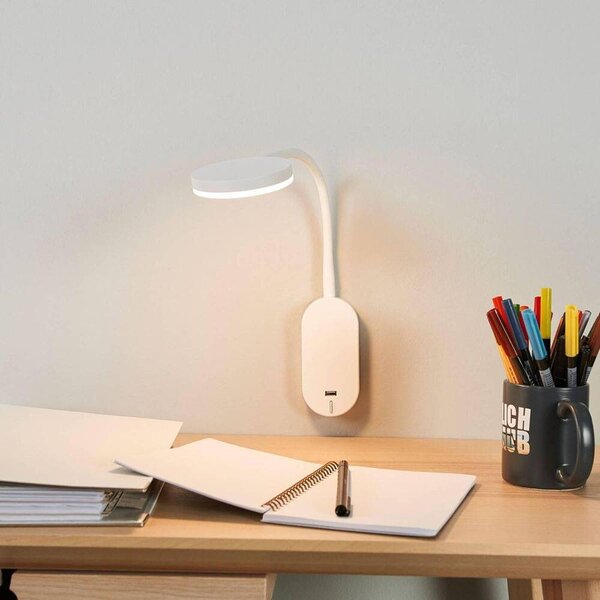 Lindby - Milow LED Aplică de Perete USB White Lindby