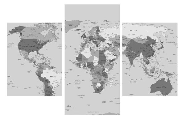 Tablou albnegru cu harta lumii (90x60 cm)