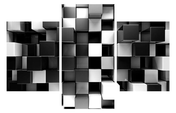 Tablou abstract albnegru - zaruri (90x60 cm)