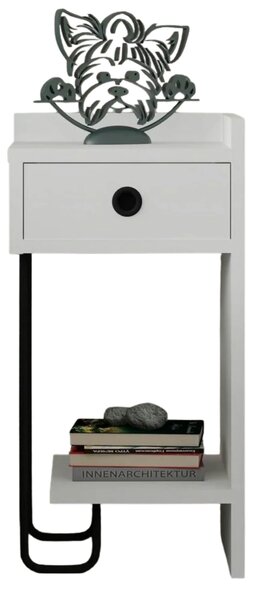 Noptiera Sirius, alb/negru, PAL melaminat, 32x30x61 cm