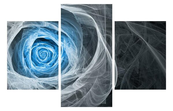 Tablou abstract cu trandafir albastru (90x60 cm)