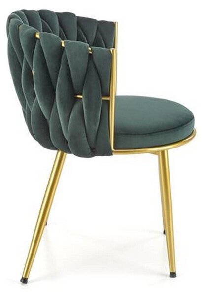 Scaun K517, verde inchis/auriu, stofa catifelata/metal, 57x60x79 cm