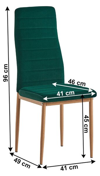 Scaun COLETA NOVA, verde smarald/stejar, stofa catifelata/metal, 41x49