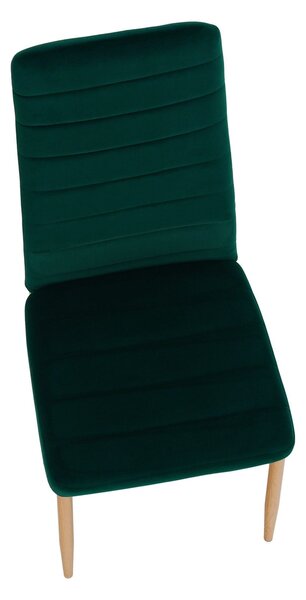 Scaun COLETA NOVA, verde smarald/stejar, stofa catifelata/metal, 41x49