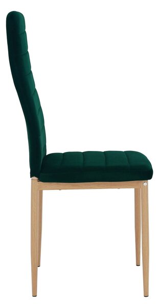Scaun COLETA NOVA, verde smarald/stejar, stofa catifelata/metal, 41x49