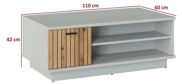 Masuta VERO, gri/stejar, PAL laminat, 100x60x42 cm