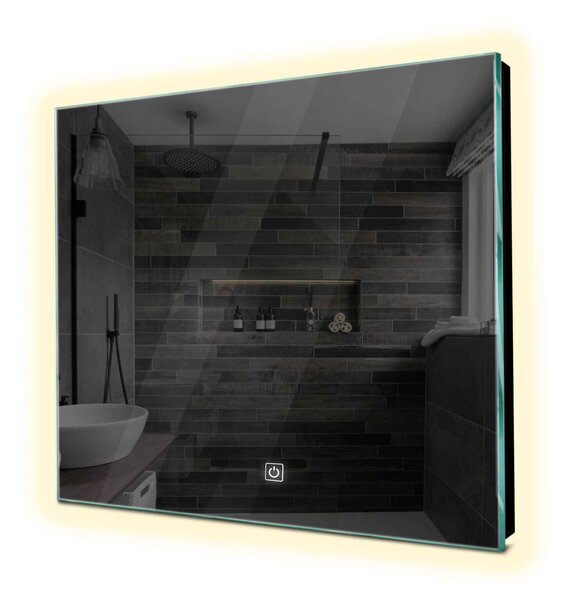 Oglinda LED patrata 80x80 cm LED neutru Gama Ambient Model 1 cu buton