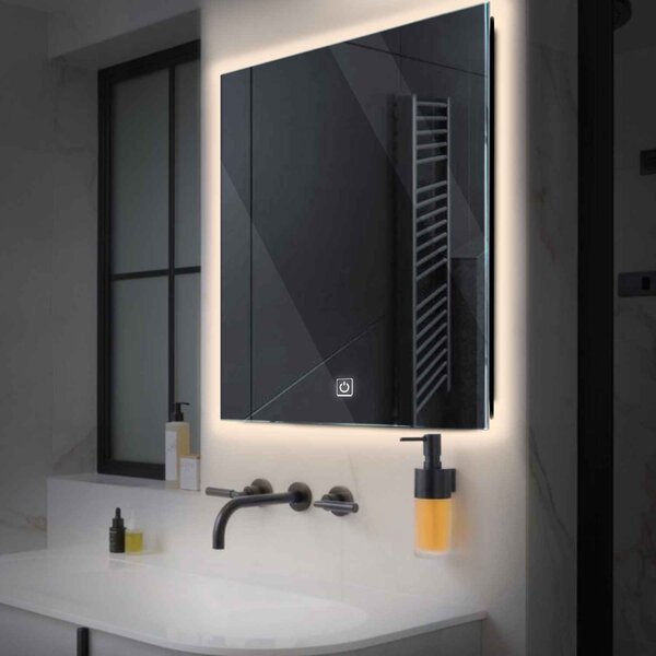 Oglinda LED patrata 80x80 cm LED neutru Gama Ambient Model 1 cu buton