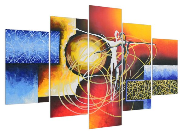 Tablou abstract cu dansatori (150x105 cm)