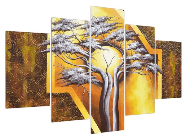 Tablou oriental cu cu pom și soare (150x105 cm)