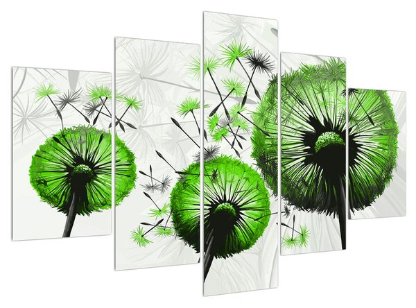 Tablou cu o mulțime de păpădii verzi (150x105 cm)