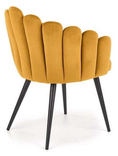 Scaun tapitat K410, galben mustar, stofa catifelata, 65x62x85 cm