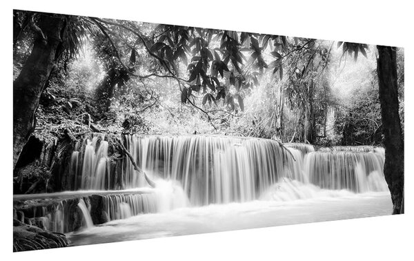 Tablou albnegru cu cascade (120x50 cm)