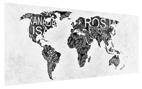 Tablou cu harta lumii (120x50 cm)