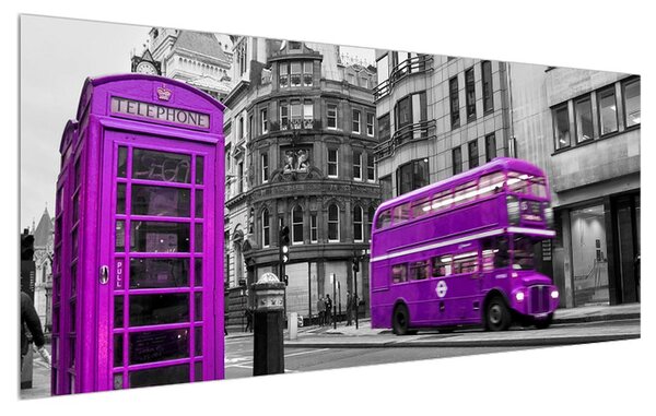 Tablou cu Londra în culori violete (120x50 cm)