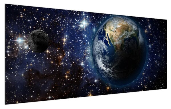 Tablou cosmic cu planete (120x50 cm)