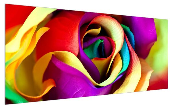 Tablou colorat cu trandafirul abstract (120x50 cm)