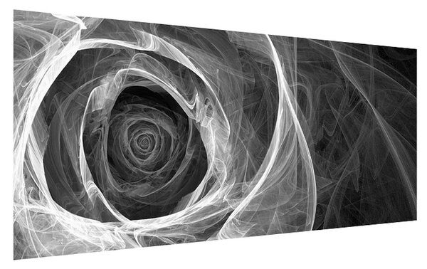 Tablou albnegru abstrac cu trandafir (120x50 cm)