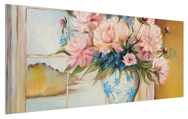 Tablou cu flori în vază (120x50 cm)