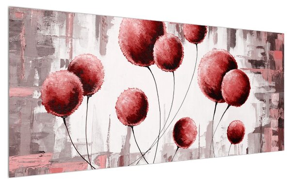 Tablou abstract - balonașe roșii (120x50 cm)