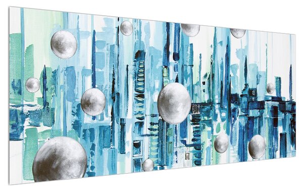 Tablou abstract - oraș (120x50 cm)