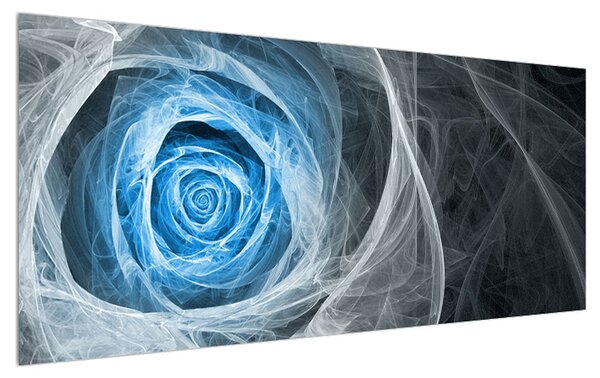 Tablou abstract cu trandafir albastru (120x50 cm)