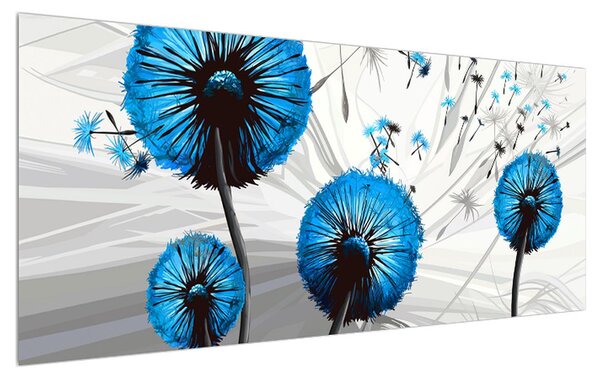 Tablou modern cu păpădii albastre (120x50 cm)
