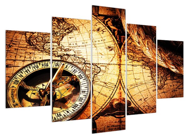 Tablou istoric cu harta lumii (150x105 cm)