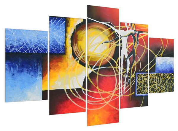 Tablou abstract - pictura cu dansatori (150x105 cm)