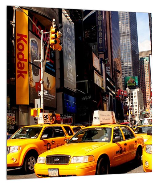 Tablou cu Yelow taxi din NY (30x30 cm)
