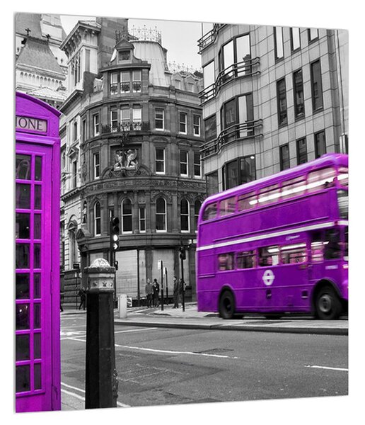 Tablou cu Londra în culori violete (30x30 cm)