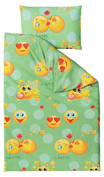 Lenjerie de pat din bumbac EMOJI verde