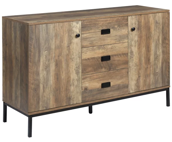 Dulap Lateral HOMCOM Stil Industrial, pentru Depozitare, cu Sertare Rafturi Reglabile, Efect Vintage, Maro | Aosom Romania